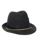 NYFASHION101 Braided Trim Spring Summer Cotton Lace Vented Fedora Hat