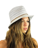 NYFASHION101 Braided Trim Spring Summer Cotton Lace Vented Fedora Hat