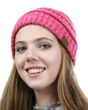 NYfashion101 Exclusive Unisex Two Tone Warm Cable Knit Thick Slouch Beanie Cap