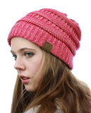NYfashion101 Exclusive Unisex Two Tone Warm Cable Knit Thick Slouch Beanie Cap