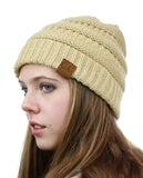 NYfashion101 Exclusive Unisex Two Tone Warm Cable Knit Thick Slouch Beanie Cap