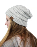 NYfashion101 Exclusive Unisex Two Tone Warm Cable Knit Thick Slouch Beanie Cap