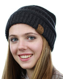 NYfashion101 Exclusive Unisex Two Tone Warm Cable Knit Thick Slouch Beanie Cap
