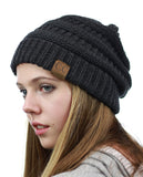 NYfashion101 Exclusive Unisex Two Tone Warm Cable Knit Thick Slouch Beanie Cap