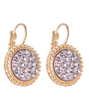 Women's Evening Gala Fashion Round Iridescent Stone Clip On Earrings