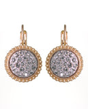 Women's Evening Gala Fashion Round Iridescent Stone Clip On Earrings