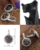 Women's Evening Gala Fashion Round Iridescent Stone Clip On Earrings