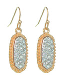 Women's Stone Stud Rugged Edge Oval Charm Hook Earrings
