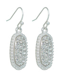 Women's Stone Stud Rugged Edge Oval Charm Hook Earrings