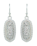 Women's Stone Stud Rugged Edge Oval Charm Hook Earrings
