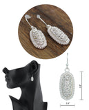 Women's Stone Stud Rugged Edge Oval Charm Hook Earrings