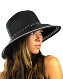 NYFASHION101 Women's Dotted Band Two Tone Weaved Trim Floppy Sun Hat