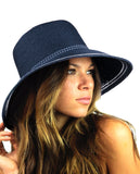 NYFASHION101 Women's Dotted Band Two Tone Weaved Trim Floppy Sun Hat