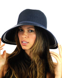 NYFASHION101 Women's Dotted Band Two Tone Weaved Trim Floppy Sun Hat
