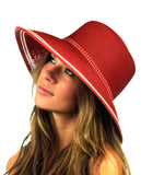 NYFASHION101 Women's Dotted Band Two Tone Weaved Trim Floppy Sun Hat