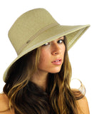 NYFASHION101 Women's Dotted Band Two Tone Weaved Trim Floppy Sun Hat