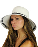 NYFASHION101 Women's Dotted Band Two Tone Weaved Trim Floppy Sun Hat