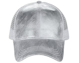 C.C Unisex Metallic Glossy Feel Front Panel Adjustable Mesh Trucker Baseball Cap