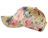 C.C Women's Soft Velvet Crushable Floral Pattern Adjustable Baseball Cap