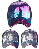 C.C Ponycap Messy Bun Ponytail Reversible Magic Sequin Adjustable Baseball Cap