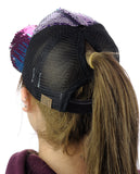 C.C Ponycap Messy Bun Ponytail Reversible Magic Sequin Adjustable Baseball Cap