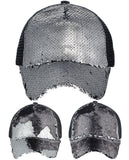 C.C Ponycap Messy Bun Ponytail Reversible Magic Sequin Adjustable Baseball Cap