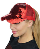 C.C Ponycap Messy Bun Ponytail Reversible Magic Sequin Adjustable Baseball Cap