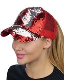 C.C Ponycap Messy Bun Ponytail Reversible Magic Sequin Adjustable Baseball Cap