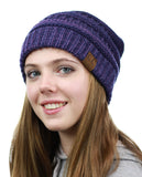 NYfashion101 Exclusive Unisex Two Tone Warm Cable Knit Thick Slouch Beanie Cap