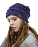 NYfashion101 Exclusive Unisex Two Tone Warm Cable Knit Thick Slouch Beanie Cap