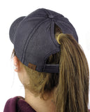 C.C Ponycap Messy High Bun Ponytail Adjustable Cotton Baseball Cap Hat