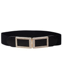 NYFASHION101 Women's Stretch Waist Belt w/ Stone Stud Square Front Closure, Black