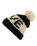 NYfashion101 Two Tone Handmade Love Knitted Short Pom Pom Beanie Hat