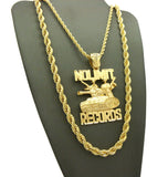 No Limit Records Tank Pendant on 3.5mm 24" Rope Chain with 6mm 30" Rope Chain Necklace in Gold-Tone