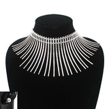 Women's Bohemian Flat Wire Choker Necklace and Ball Earring Set