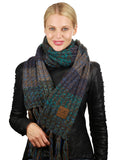 C.C Women's Long Multicolored Warm Cable Knit Shawl Wrap Tassel Scarf