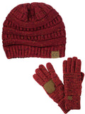 C.C Colorful Confetti Cable Knit Beanie and Anti-Slip Touchscreen Gloves Set