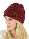 C.C Unisex Chenille Soft Warm Stretchy Thick Cuffed Knit Beanie Cap Hat