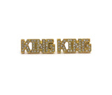 Stone Stud KING Pierced Earrings, Gold-Tone