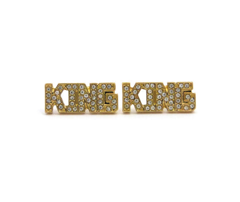 Stone Stud KING Pierced Earrings, Gold-Tone