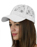 C.C Women's Floral Lace Panel Vented Adjustable Precurved Baseball Cap Hat