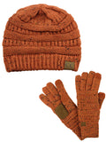 C.C Colorful Confetti Cable Knit Beanie and Anti-Slip Touchscreen Gloves Set