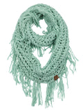 C.C Women's Soft Solid Chenille Net Fringed Tassel Infinity Wrap Scarf
