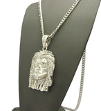 Rhinestone Jesus Pendant in w/ 36" Miami Cuban Chain CP54G