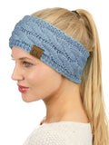 C.C Soft Stretch Winter Warm Cable Knit Fuzzy Lined Ear Warmer Headband