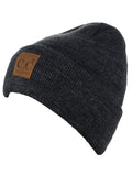 C.C Unisex Plain Cuff Skull Cap Winter Knit Beanie Hat