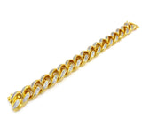 19mm 8.5" Men's Gold Plated Brass Cubic Zirconia Stone Bracelet with Box Clasp