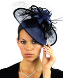 NYFASHION101 Cocktail Teardrop Shaped Sinamay Headband w/ Face Veil