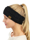 C.C Soft Stretch Winter Warm Cable Knit Fuzzy Lined Ear Warmer Headband