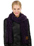 C.C Women's Ultra Soft Chenille Ribbed Thick Warm Knit Shawl Wrap Scarf
